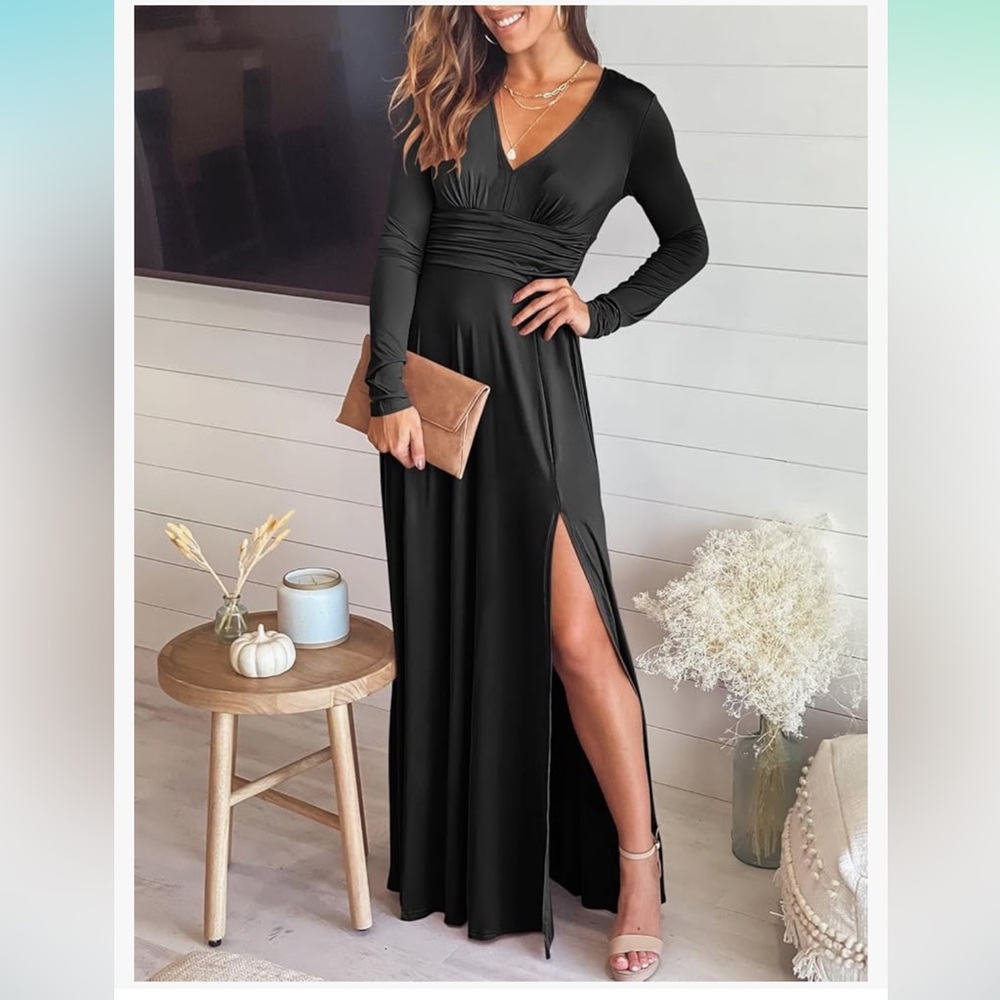 NWT Anrabess Black Long Sleeve Maxi Party Dress Size XL